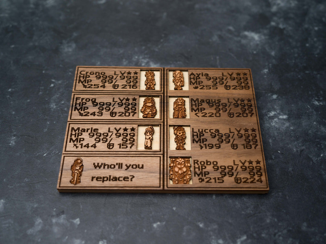 Custom Wooden Chrono Trigger menu screen with characters you can pick
