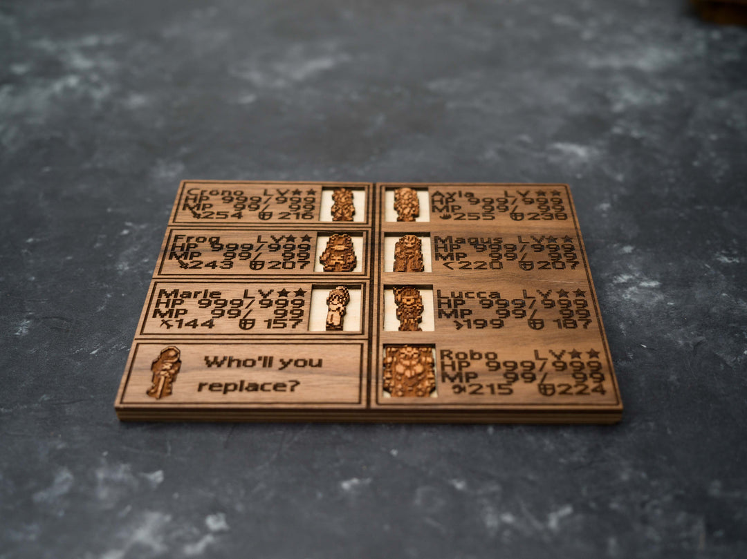 Custom Wooden Chrono Trigger menu screen with characters you can pick