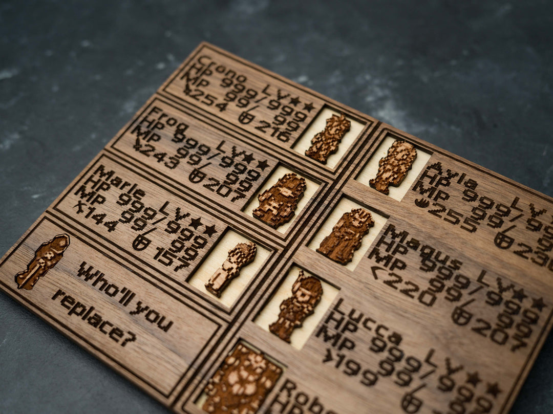 Custom Wooden Chrono Trigger menu screen with characters you can pick
