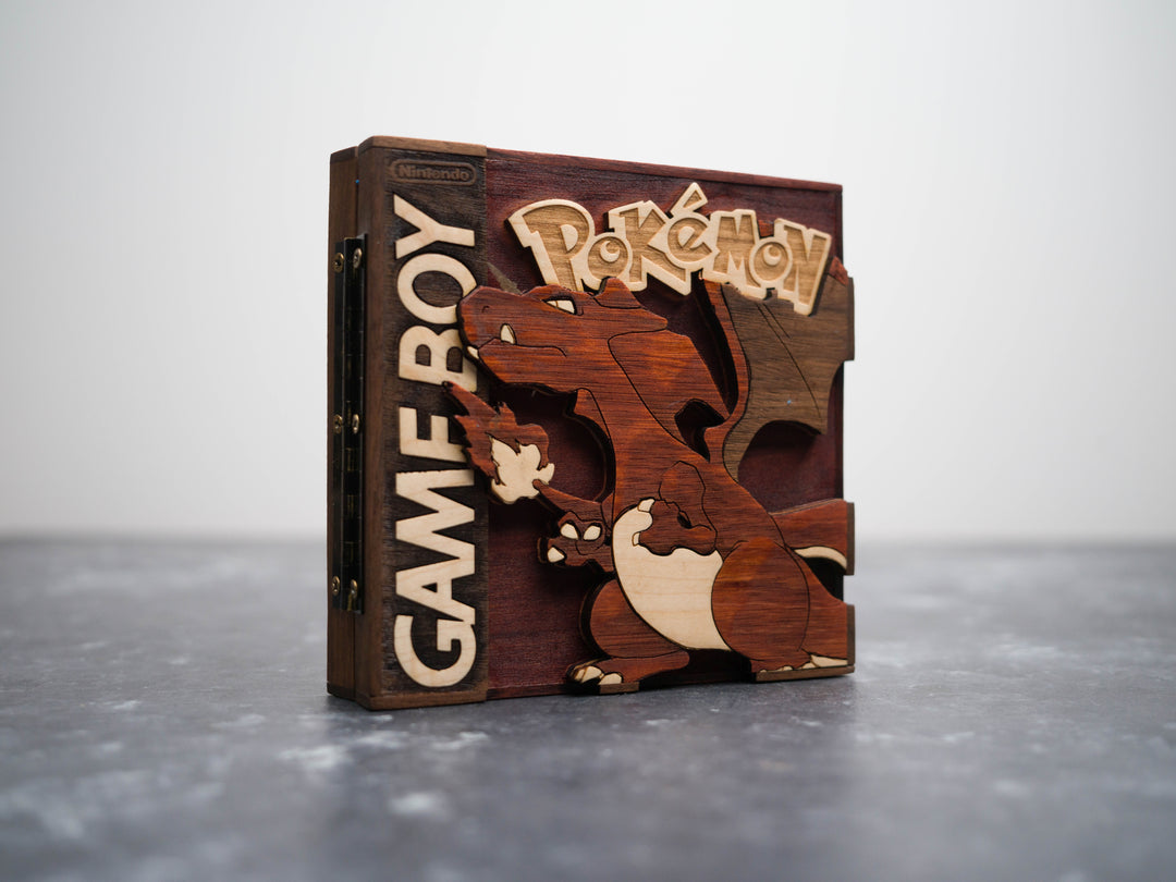 Wooden Pokemon Red Gameboy Cartridge holder