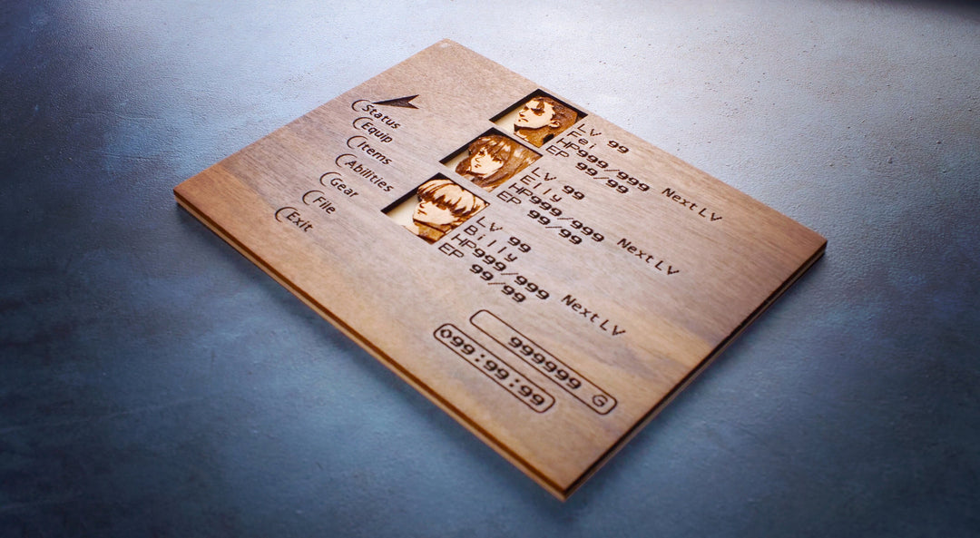 Custom Wooden Xenogears menu screen with characters you can pick