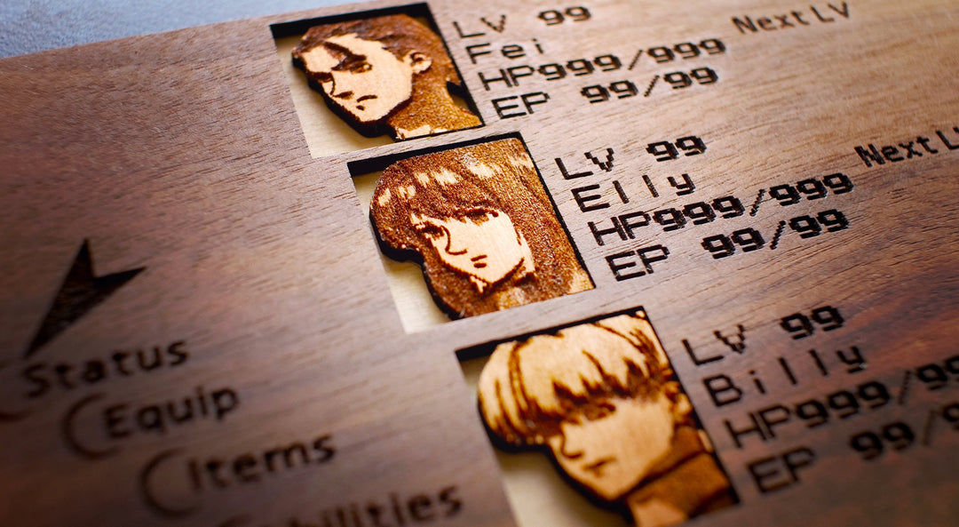 Custom Wooden Xenogears menu screen with characters you can pick