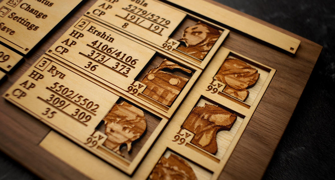 Custom Wooden Breath of Fire 4 menu screen with characters you can pick