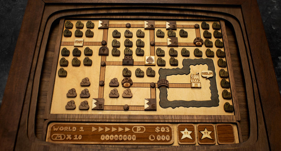 Wooden Mario Bros 3 level print