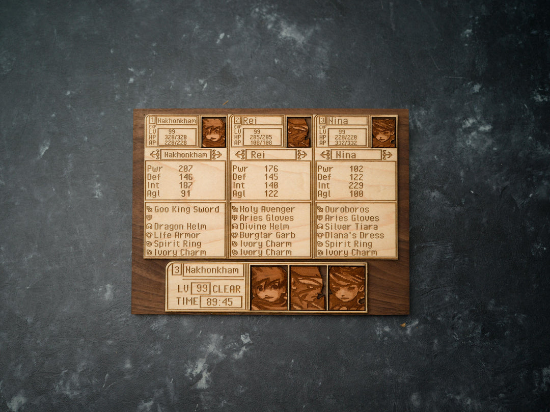 Custom Wooden Breath of Fire 3 menu screen with characters you can pick
