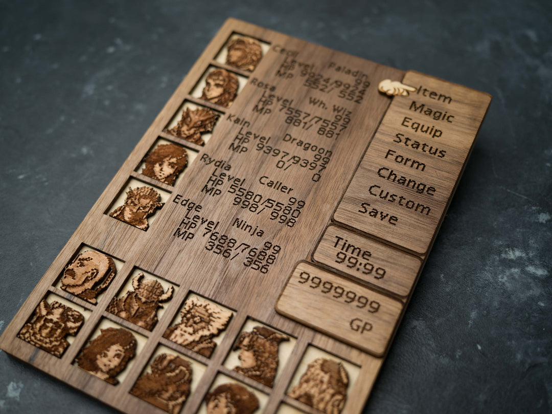 Custom Wooden Final Fantasy IV menu screen with characters you can pick