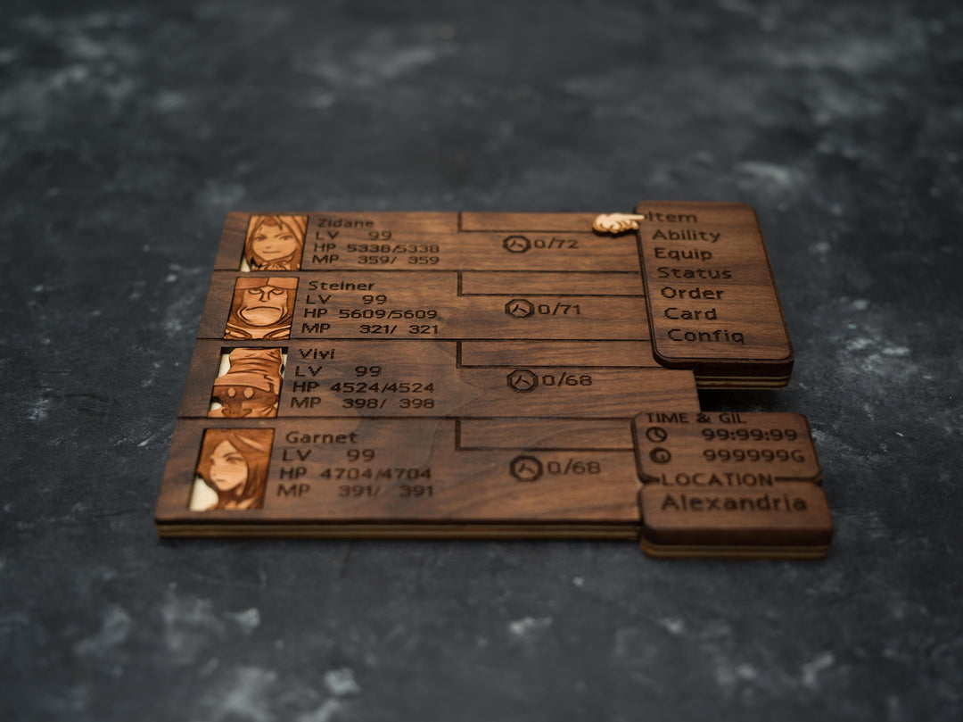 Custom Wooden Final Fantasy 9 menu screen with characters you can pick