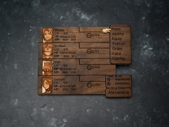 Custom Wooden Final Fantasy 9 menu screen with characters you can pick