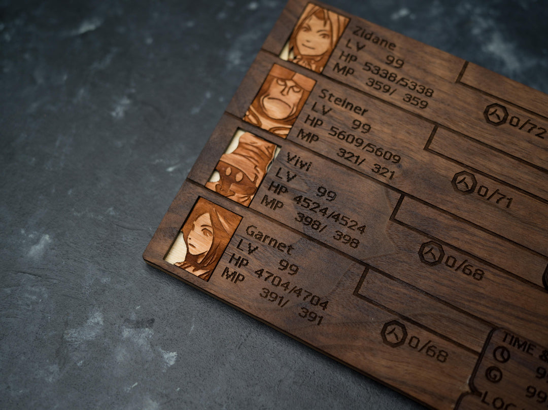 Custom Wooden Final Fantasy 9 menu screen with characters you can pick