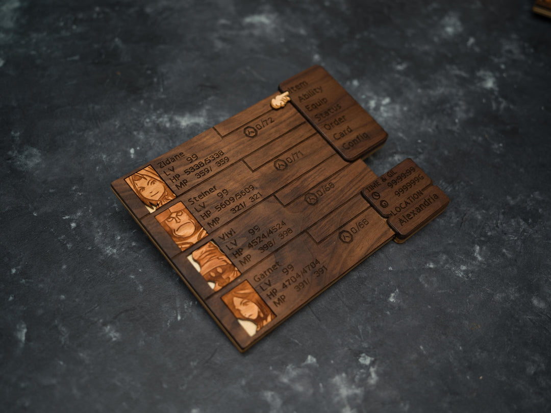 Custom Wooden Final Fantasy 9 menu screen with characters you can pick
