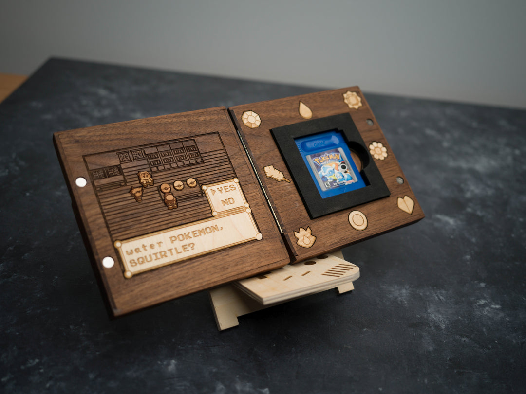 Wooden Pokemon Blue Gameboy Cartridge holder