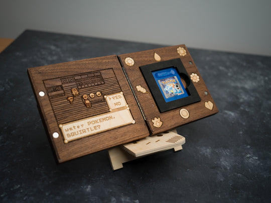 Wooden Pokemon Blue Gameboy Cartridge holder