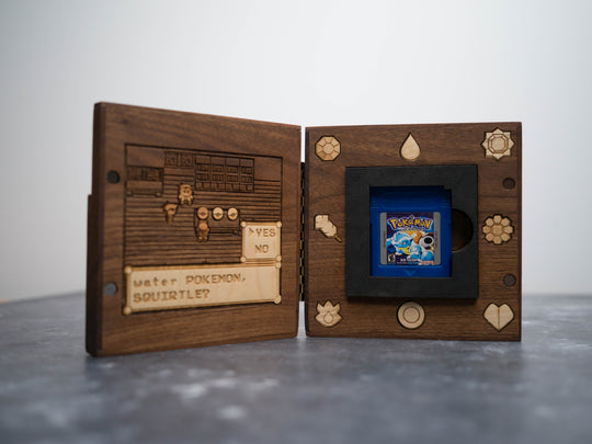 Wooden Pokemon Blue Gameboy Cartridge holder