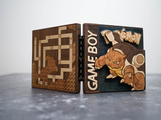 Wooden Pokemon Blue Gameboy Cartridge holder