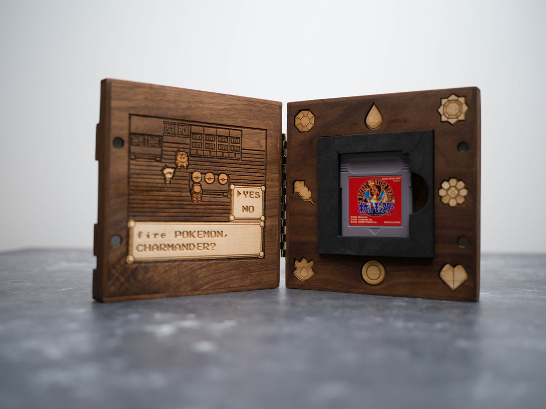 Wooden Pokemon Red Gameboy Cartridge holder