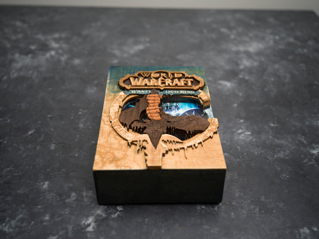 Wooden World of Warcraft Wrath of the Lich King game sleeve