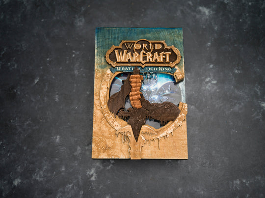 Wooden World of Warcraft Wrath of the Lich King game sleeve