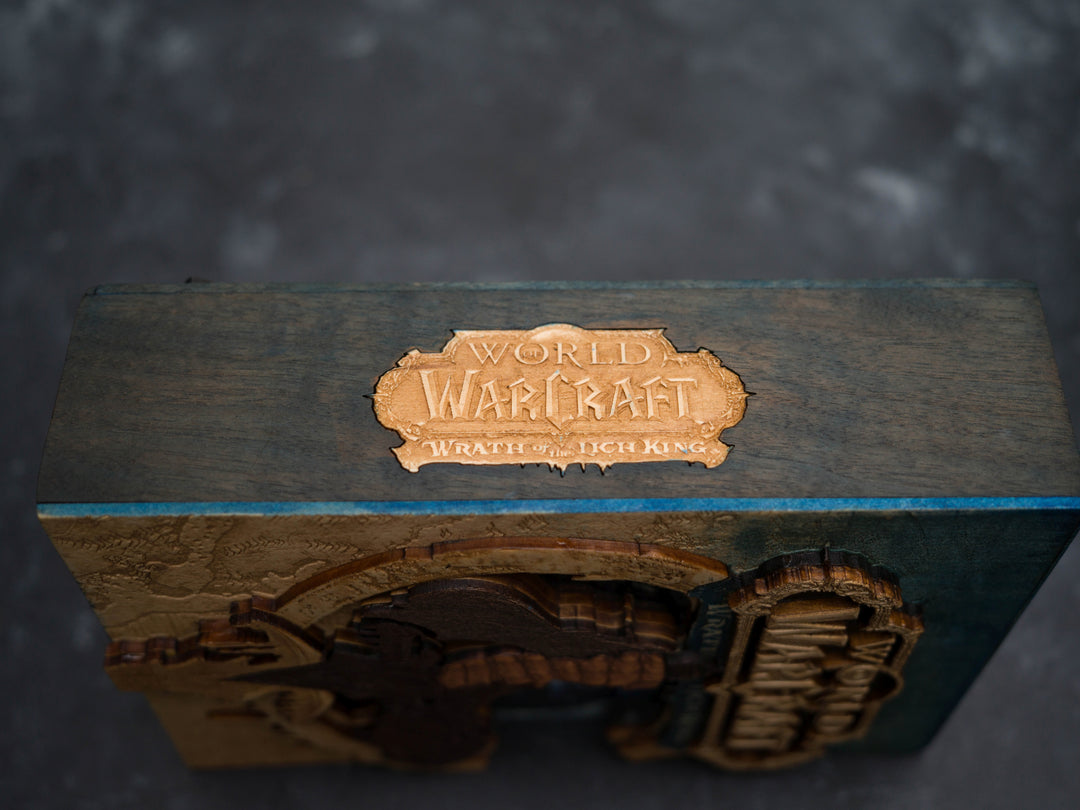 Wooden World of Warcraft Wrath of the Lich King game sleeve