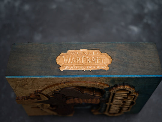 Wooden World of Warcraft Wrath of the Lich King game sleeve