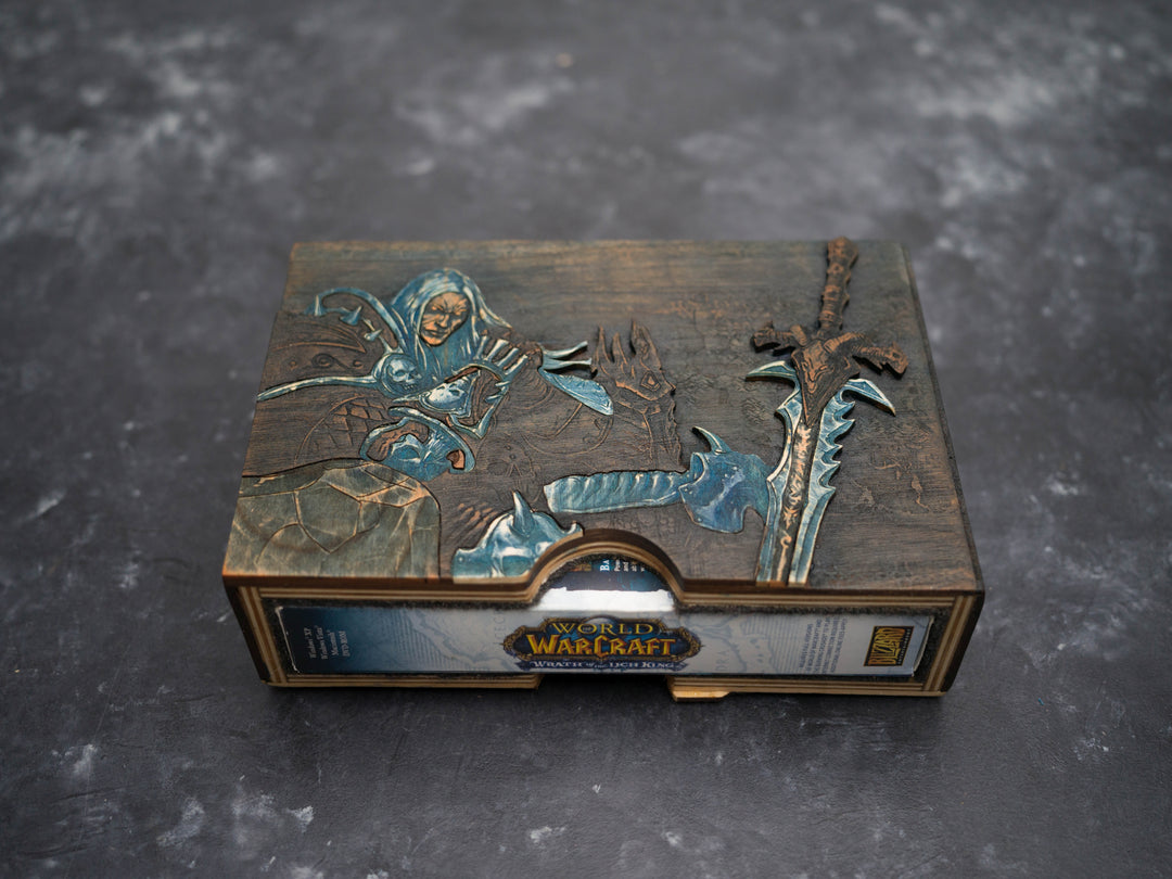 Wooden World of Warcraft Wrath of the Lich King game sleeve
