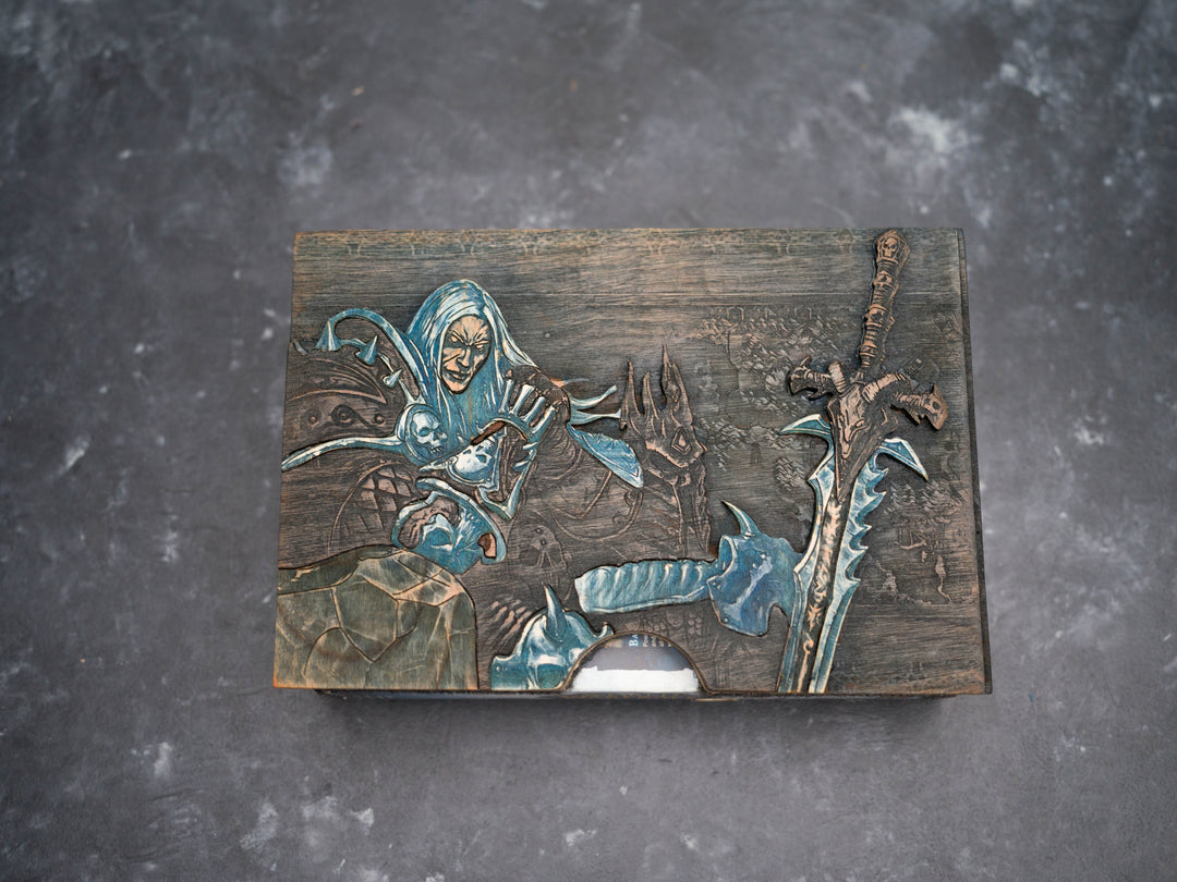 Wooden World of Warcraft Wrath of the Lich King game sleeve