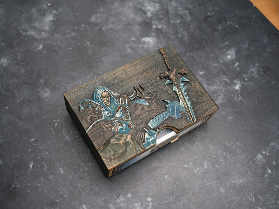 Wooden World of Warcraft Wrath of the Lich King game sleeve