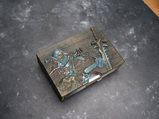 Wooden World of Warcraft Wrath of the Lich King game sleeve
