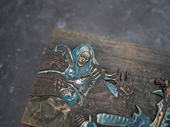 Wooden World of Warcraft Wrath of the Lich King game sleeve
