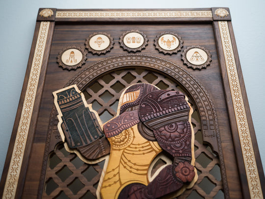 Wooden Henna / Mehndi Metroid Samus Print