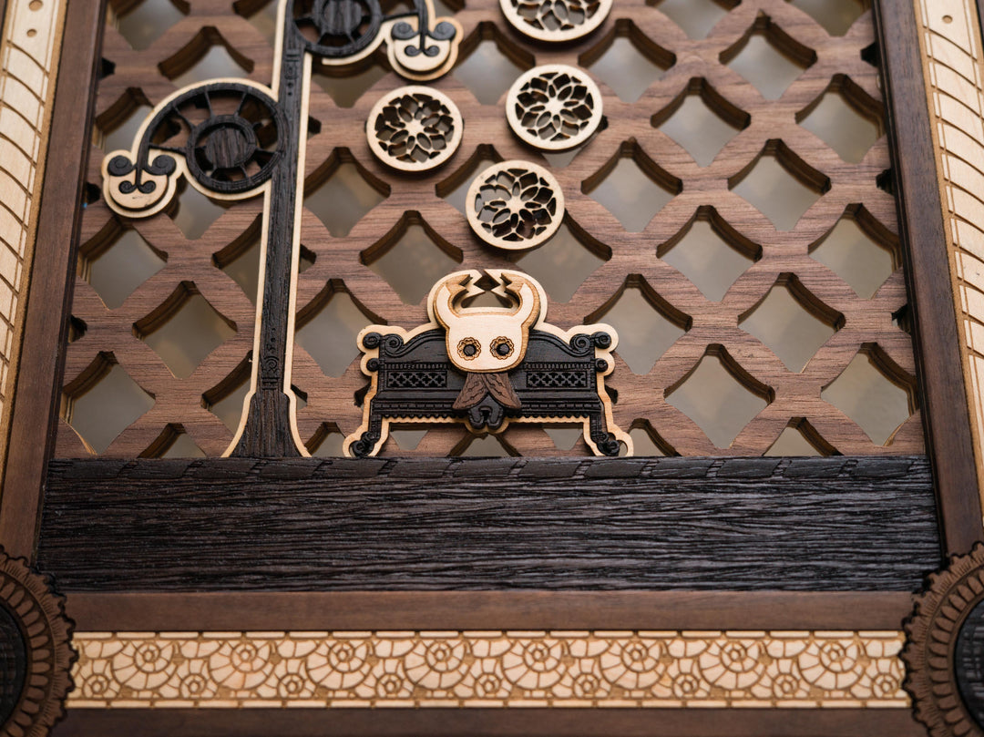 Wooden Henna / Mehndi Hollow Knight sitting on a bench Print
