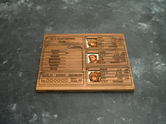 Custom Wooden Legend of Dragoon menu screen with characters you can pick