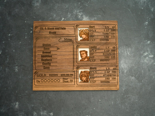 Custom Wooden Legend of Dragoon menu screen with characters you can pick