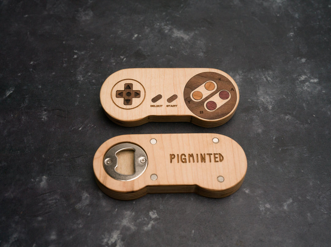 Wooden SNES Bottle opener with magnets