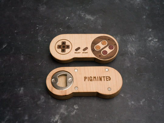 Wooden SNES Bottle opener with magnets