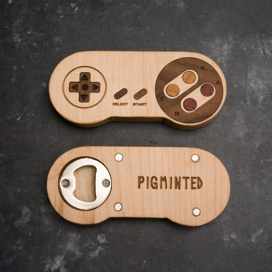 Wooden SNES Bottle opener with magnets