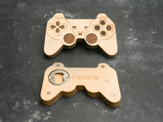 Wooden PS1 Bottle opener with magnets