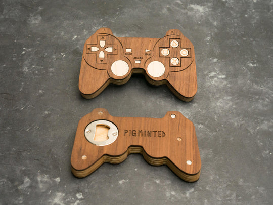 Wooden PS2 Bottle opener with magnets