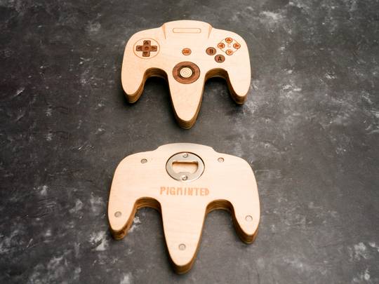Wooden N64 Bottle opener with magnets