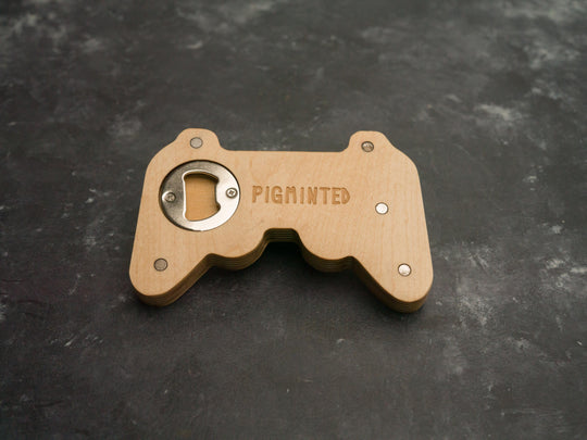 Wooden PS1 Bottle opener with magnets