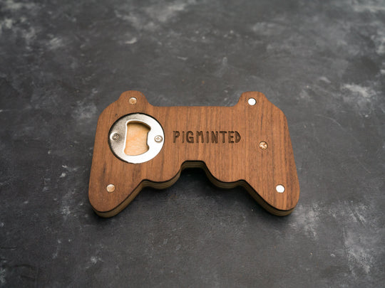 Wooden PS2 Bottle opener with magnets