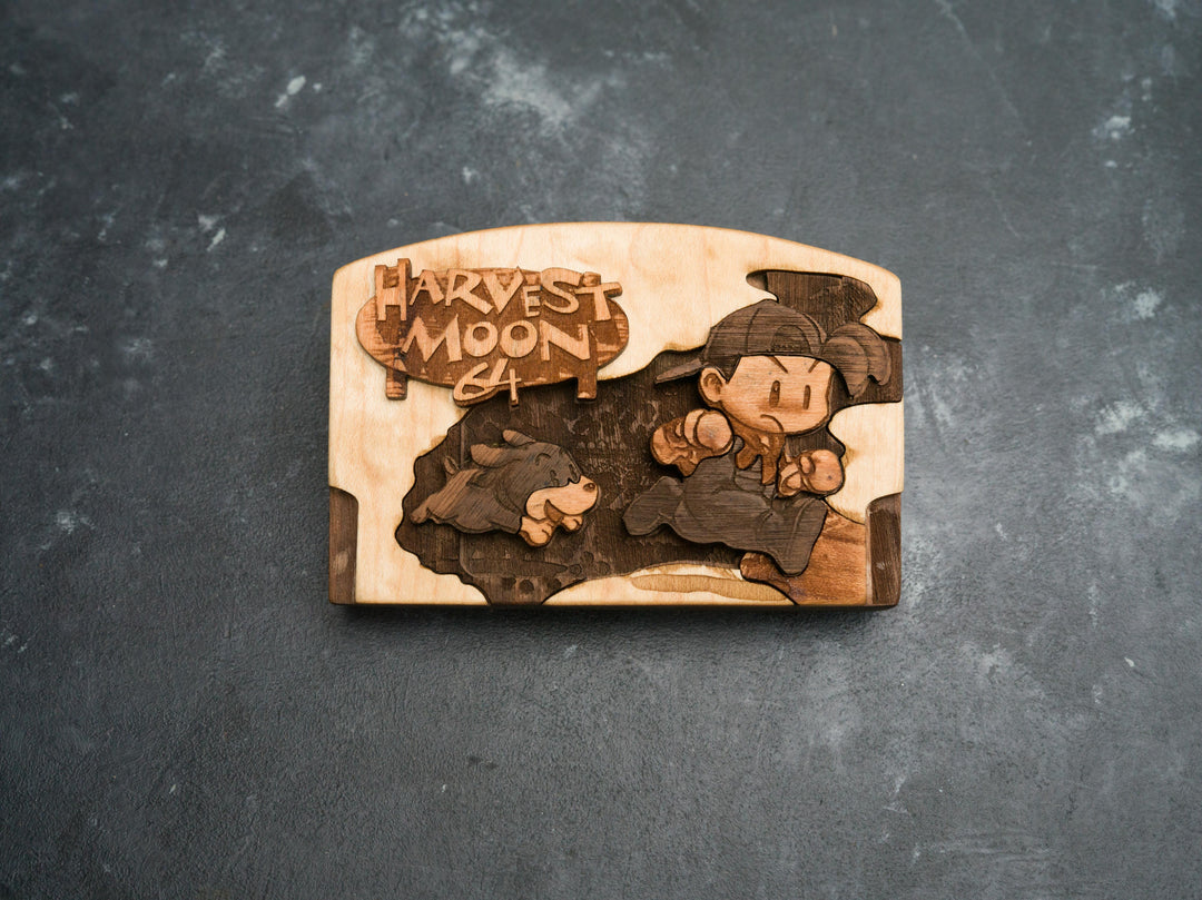 Wooden Harvest Moon 64 Cartridge Replica