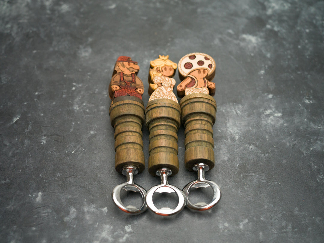 Wooden Mario Bros Henna Bottle openers