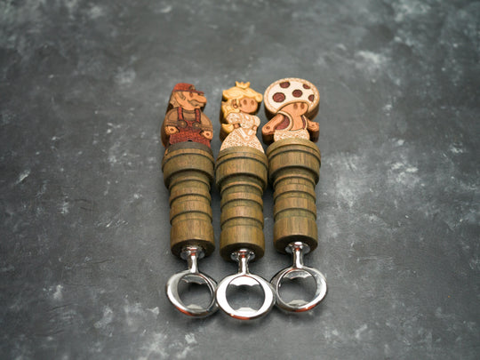Wooden Mario Bros Henna Bottle openers