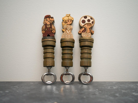 Wooden Mario Bros Henna Bottle openers