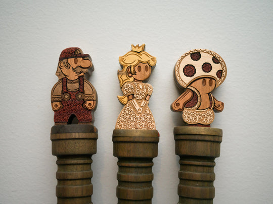 Wooden Mario Bros Henna Bottle openers