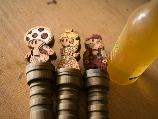 Wooden Mario Bros Henna Bottle openers