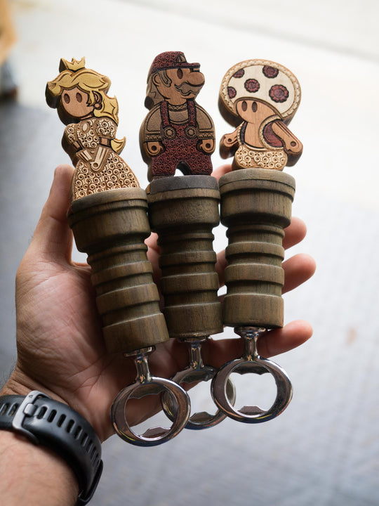 Wooden Mario Bros Henna Bottle openers