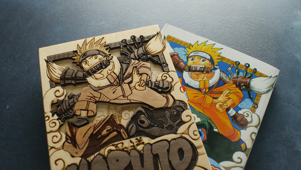 Custom recreated scenes of your favorite manga onto layered wood