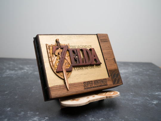Wooden Zelda Link to the Past SNES Cartridge holder