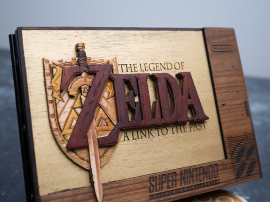 Wooden Zelda Link to the Past SNES Cartridge holder